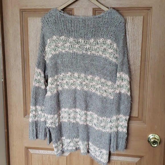 Free People Chunky Mink Combo Hi/Lo Sweater - Picture 3 of 4